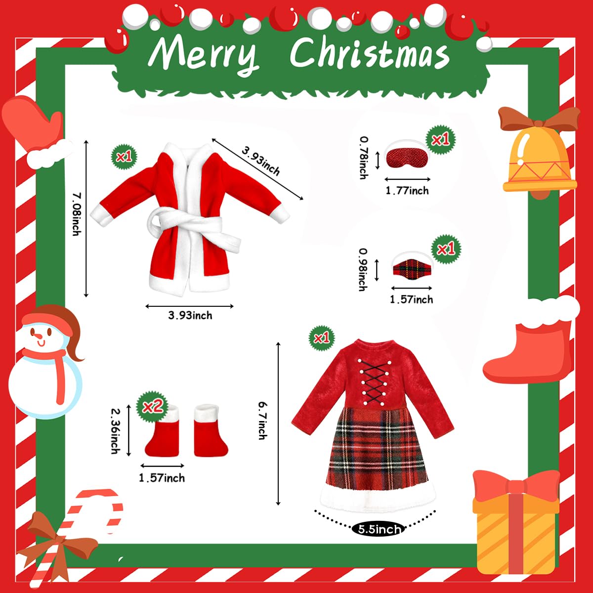 BEIREG plaid dress on elf doll for bright holiday styling and storytelling