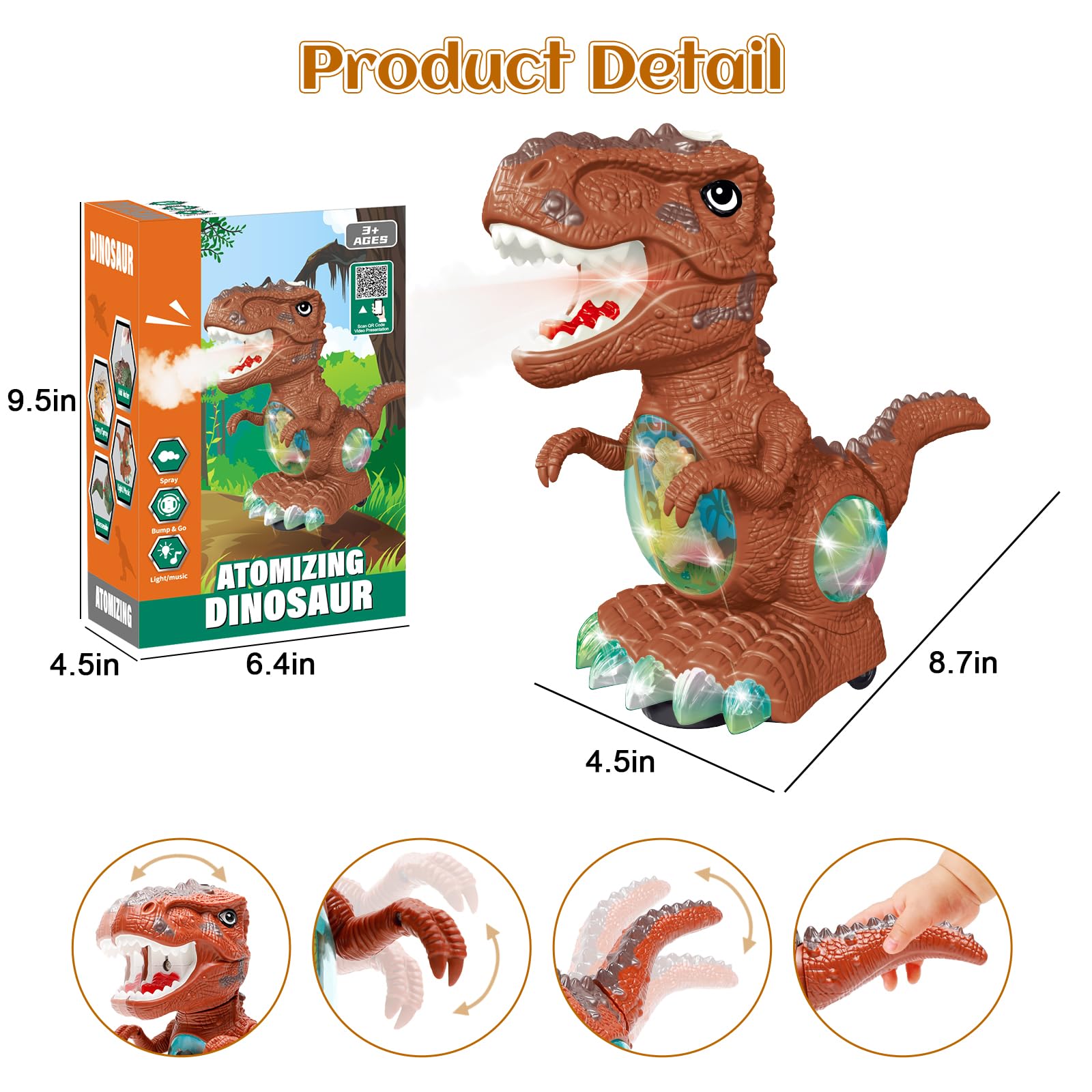 BEKALERZ dinosaur toy bright colors attract attention and support visual development.