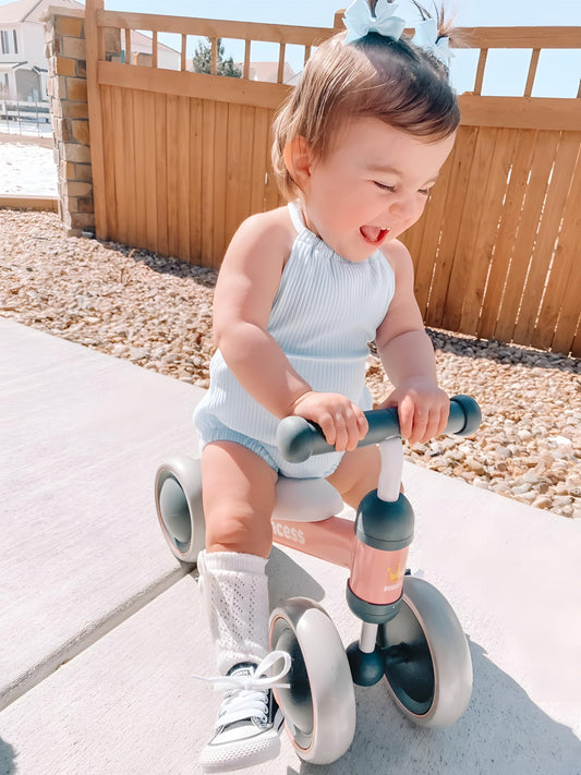 BEKILOLE Baby Balance Bike side view displaying easy grip and gentle ride for beginners