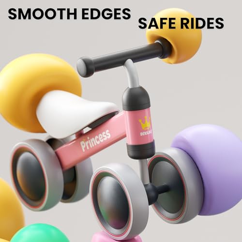 BEKILOLE Baby Balance Bike wheel closeup illustrating silent, smooth rolling