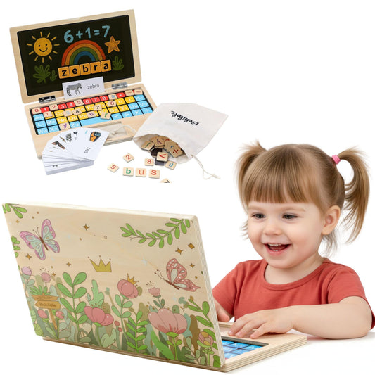 BEKILOLE Floral Laptop front view promotes screen-free imaginative play