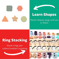 BEKILOLE wooden pegs and rings activity for toddlers supports fine motor play.