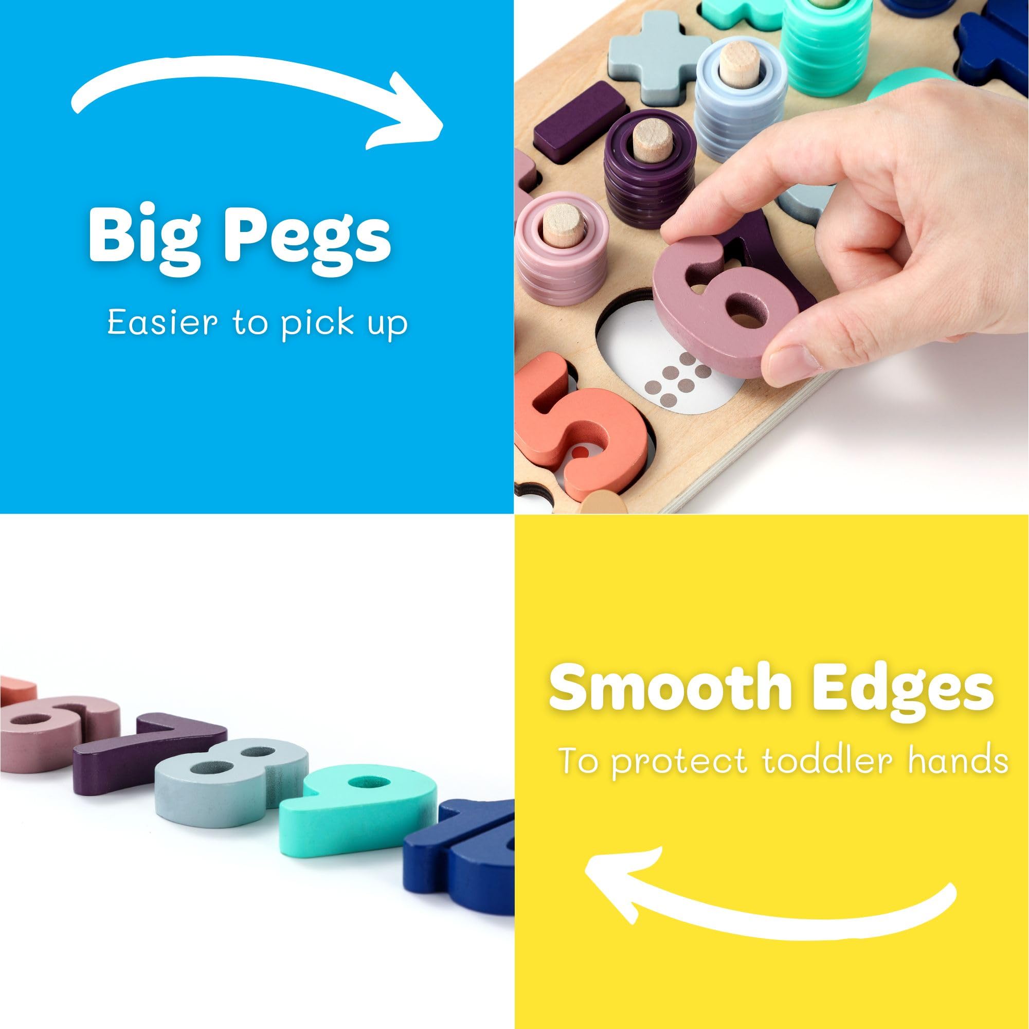 BEKILOLE wooden sorter shapes and colors fosters color recognition and order sorting.