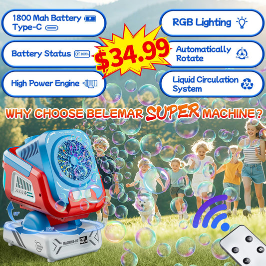Belemar bubble machine rotation at 150 degrees for wide area coverage.