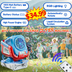 Belemar bubble machine rotation at 150 degrees for wide area coverage.