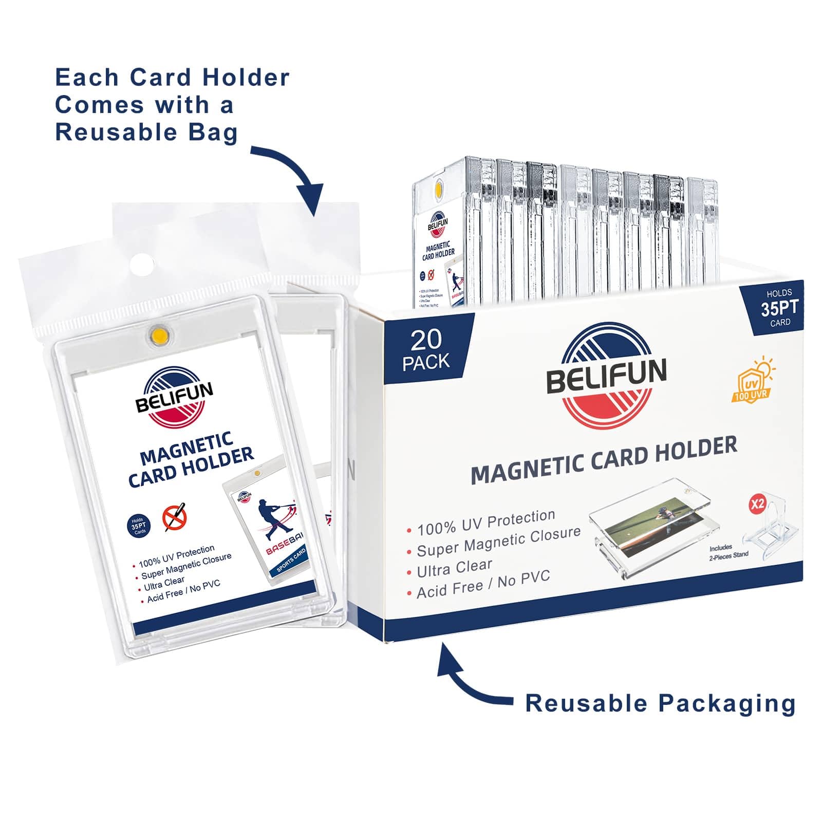 Clear viewing display case by Belifun showcases prized cards without obstruction