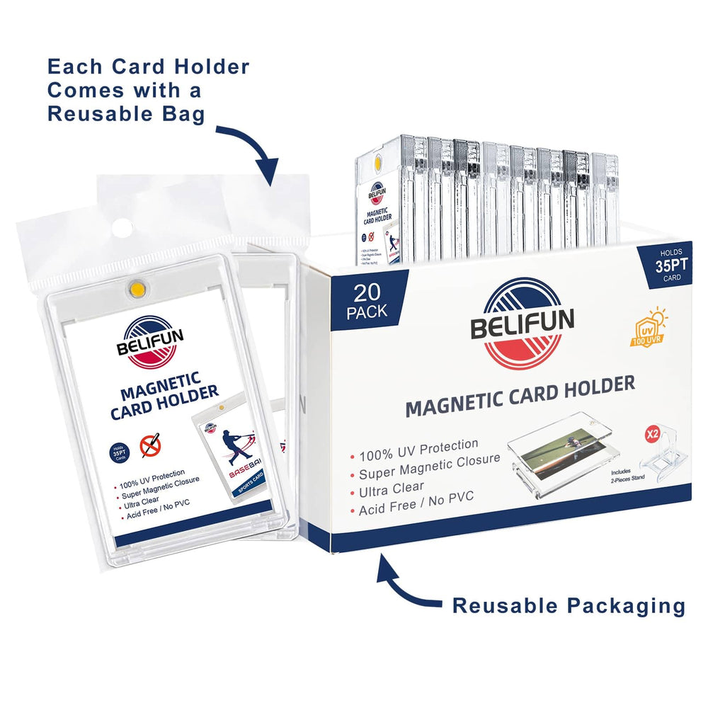 Clear viewing display case by Belifun showcases prized cards without obstruction