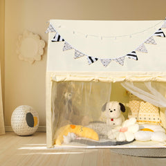 Bella's Friends tent with built-in storage keeps toys organized during playtime.