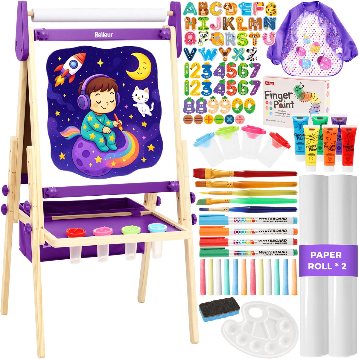 Belleur all-in-one art easel for kids with triple surfaces for creative exploration.