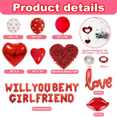 Belscebels red heart balloons 12inch, vibrant decor for celebrations and festive surprises.