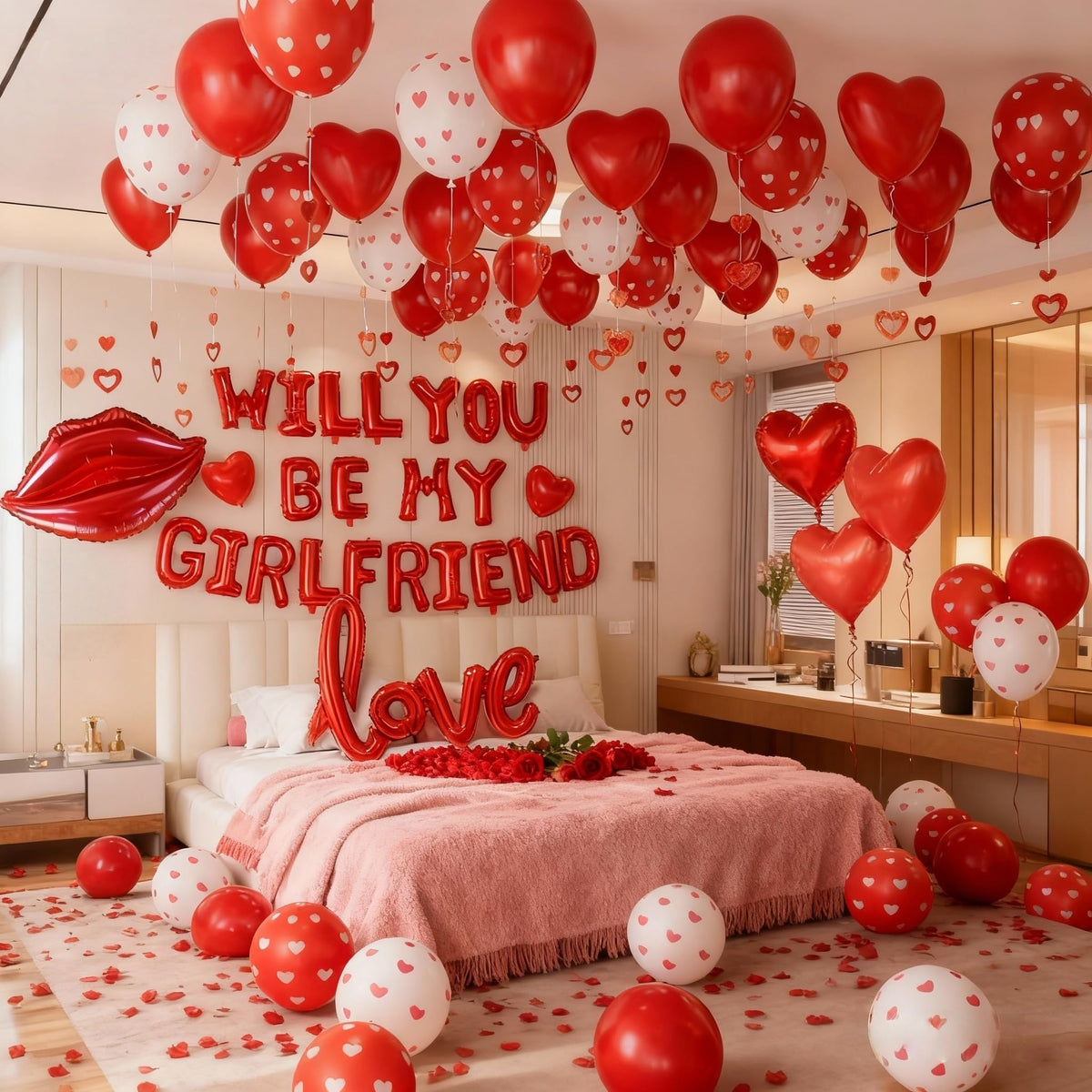 Belscebels will you be my girlfriend letter balloon, eye-catching centerpiece for romantic proposals.