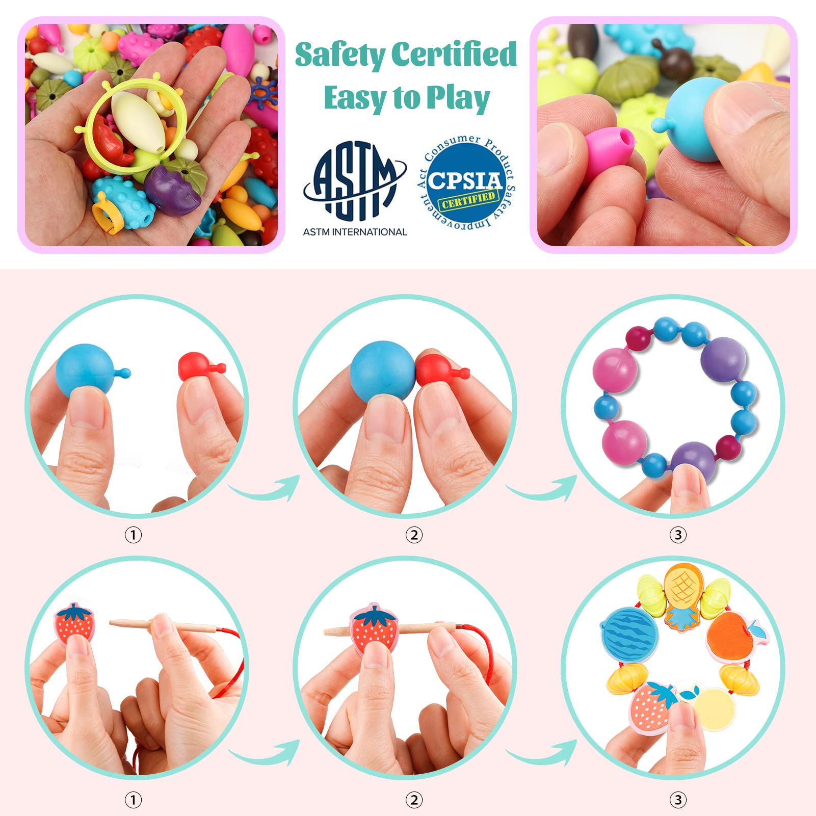 Bemiton colorful bead collection supports open-ended crafting and fine motor skills.