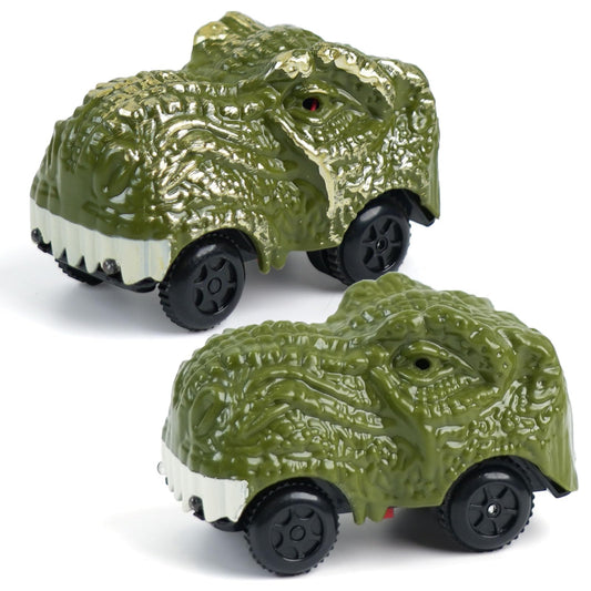 BEMITON dinosaur car pack with two LED lights for exciting night play.