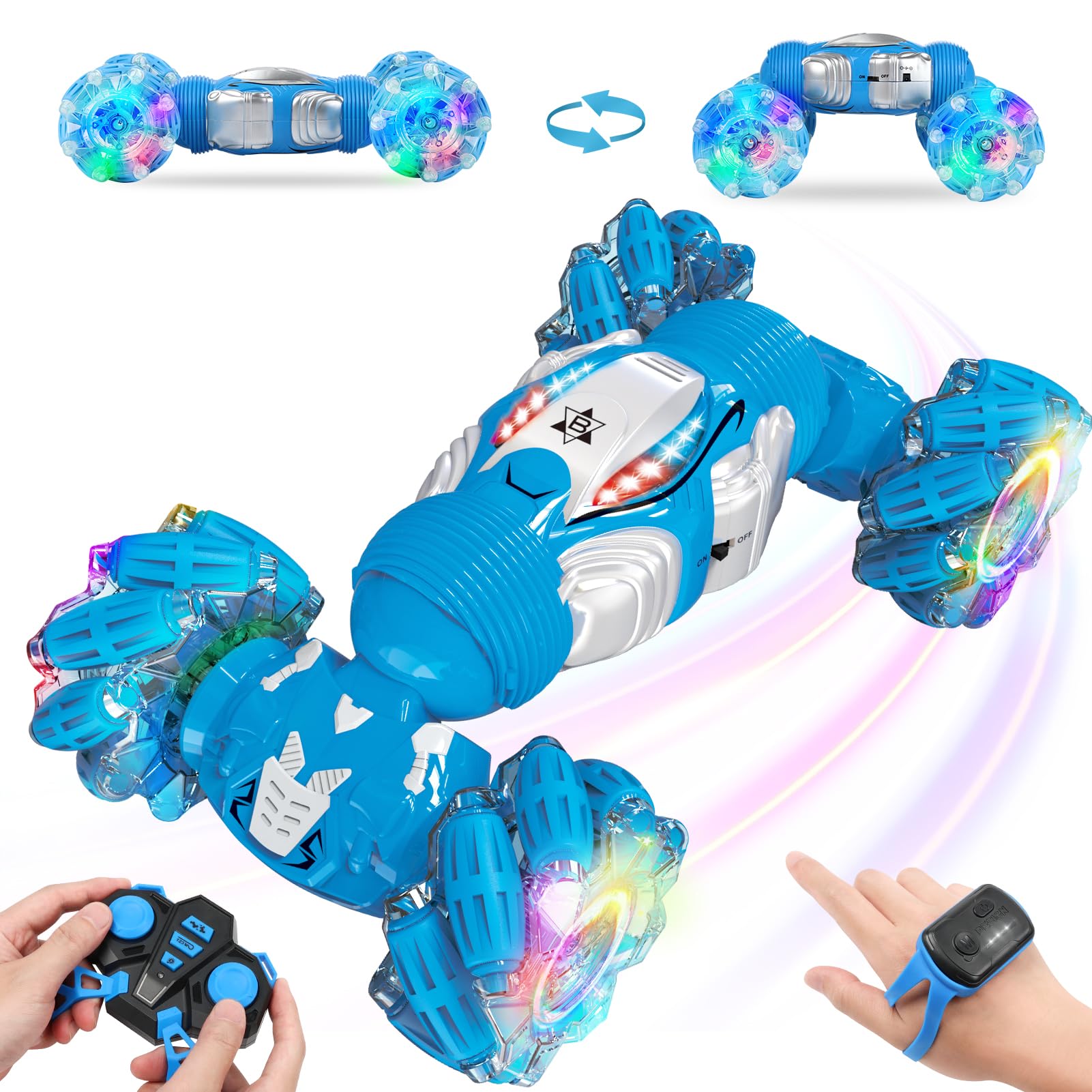 BEMITON gesture RC stunt car front view for thrilling stunts and precise control.
