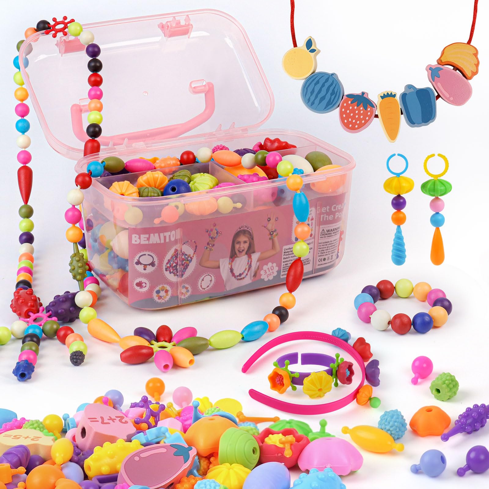 Bemiton pop beads jewelry kit inspires imaginative play and colorful accessory creation.