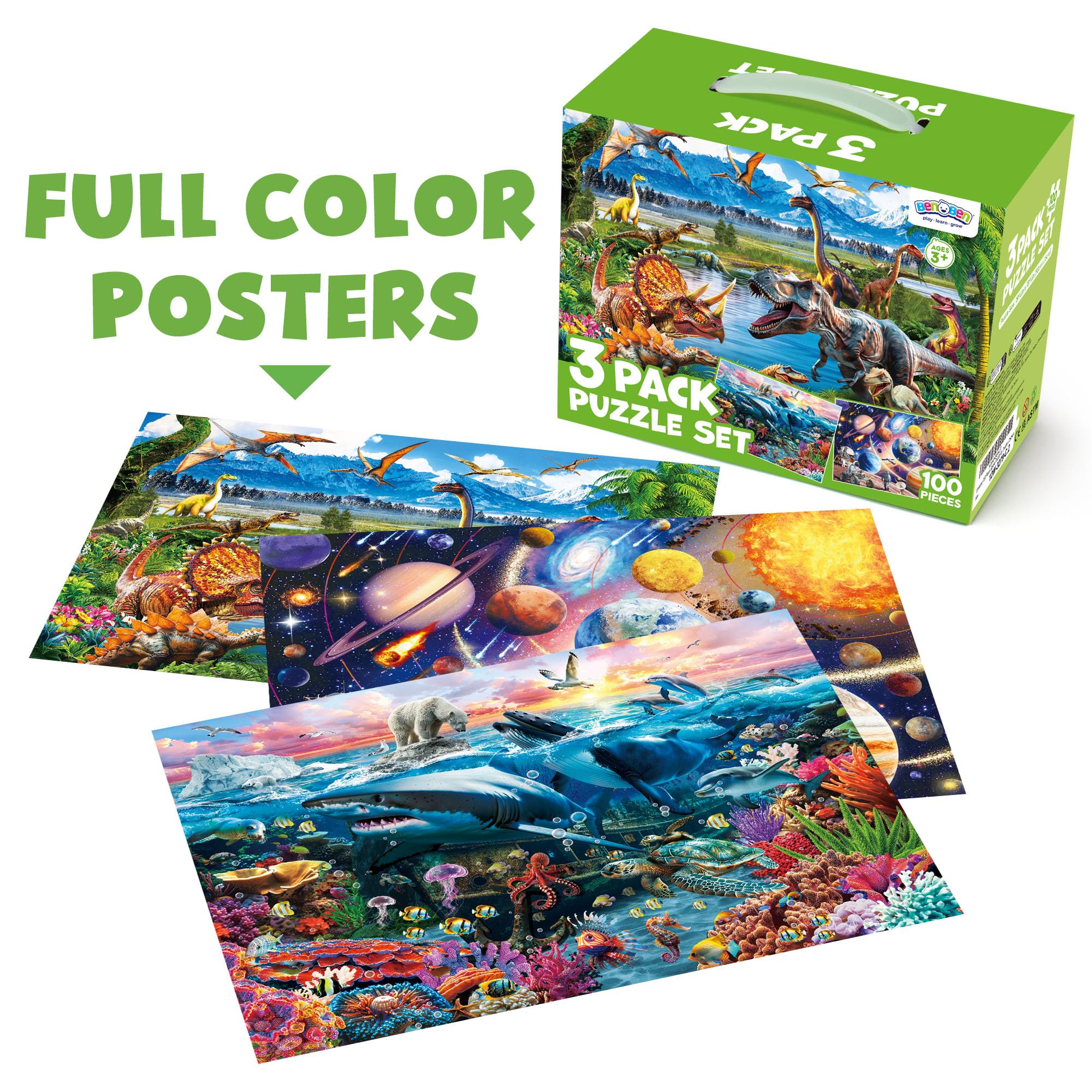 BenBen large-piece puzzles with easy-grasp pieces for little hands.
