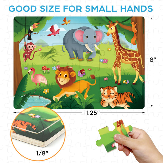 BenBen Dinosaurs puzzle features bold shapes to boost focus and fine motor skills.