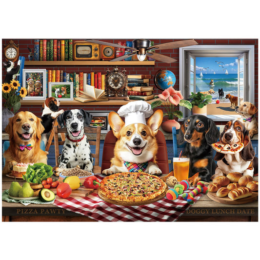 BenBen Dogs' Dinner Party box art invites family puzzle night