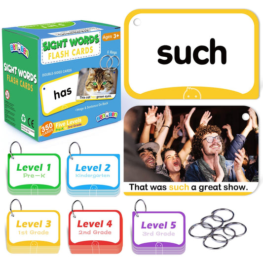 BenBen Sight Words Flash Cards deck with bold words for easy reading