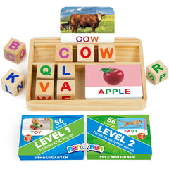 BenBen spelling wood tray with alphabet blocks for hands-on literacy practice
