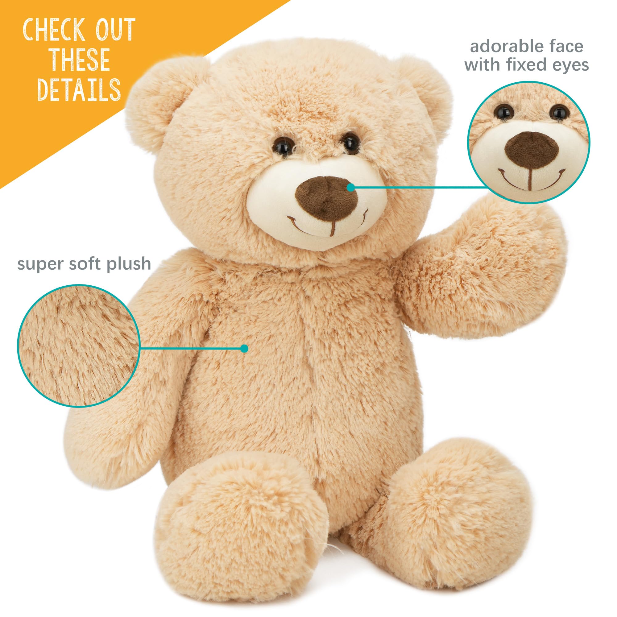 BenBen teddy bear with lock-washer eyes and stitched nose for lasting safety.