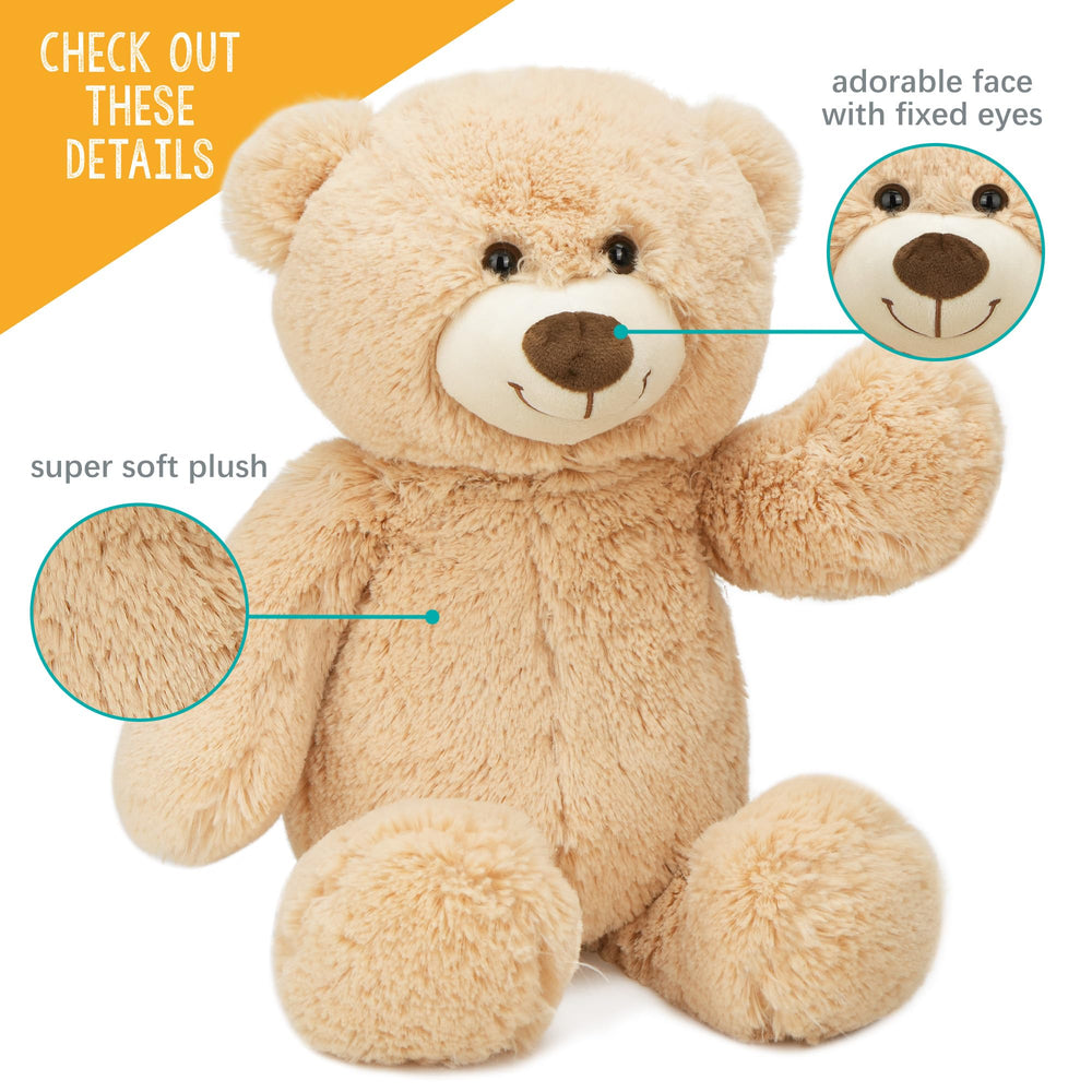 BenBen teddy bear with lock-washer eyes and stitched nose for lasting safety.