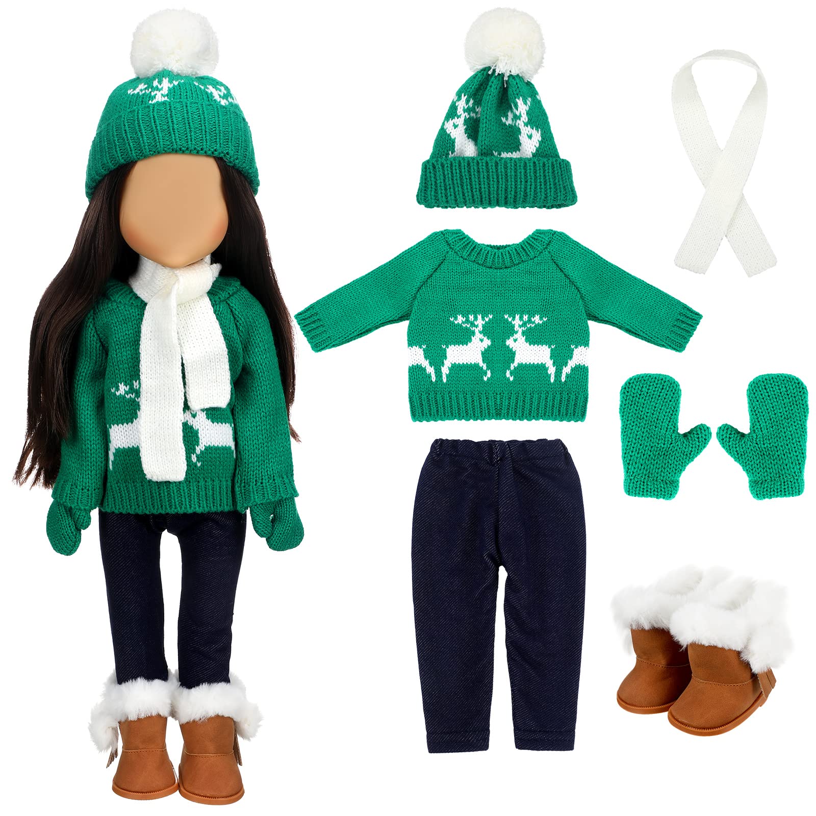 Bencailor 18-inch doll jacket in green and white for festive play.