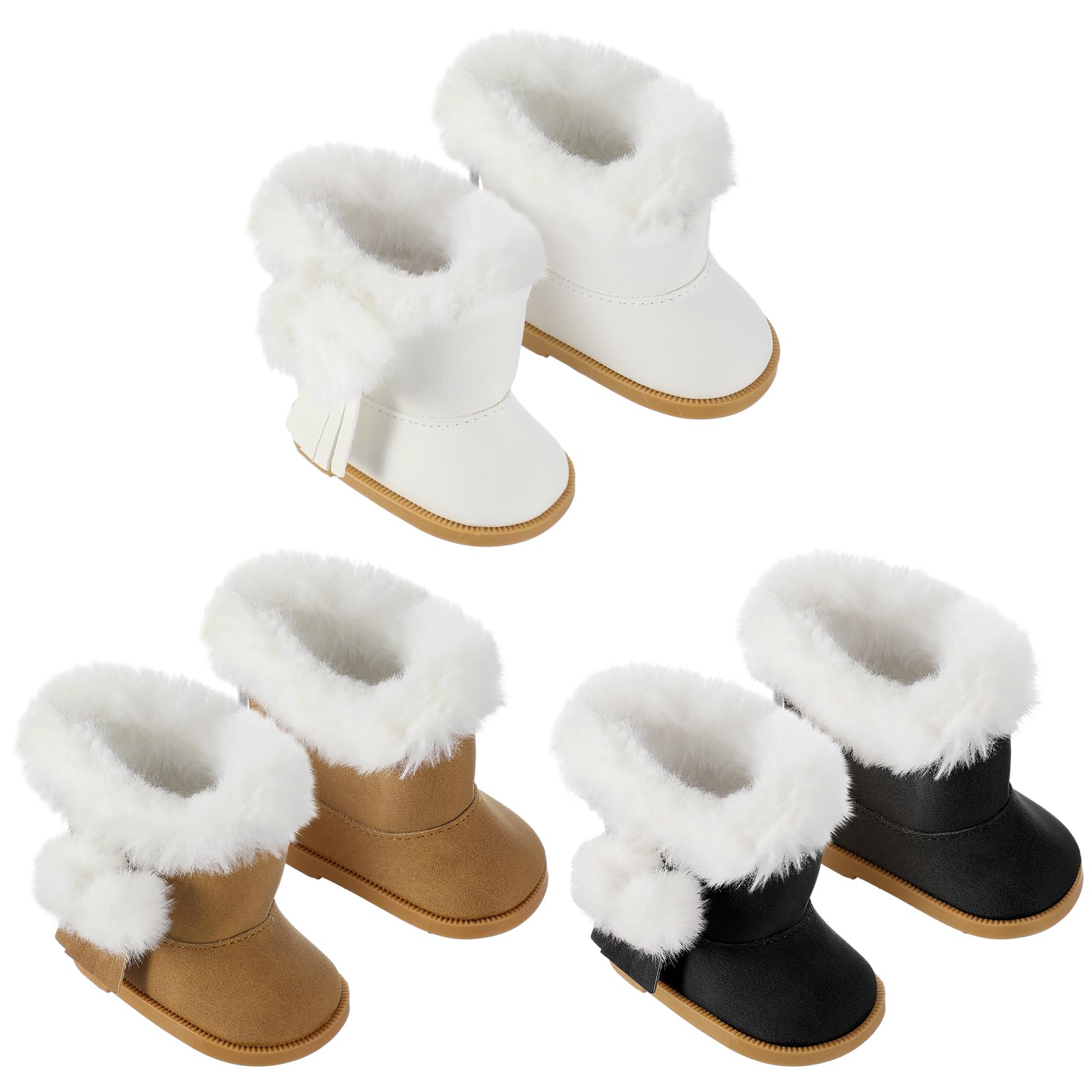 Bencailor white 18-inch doll shoes, winter-ready footwear for dolls