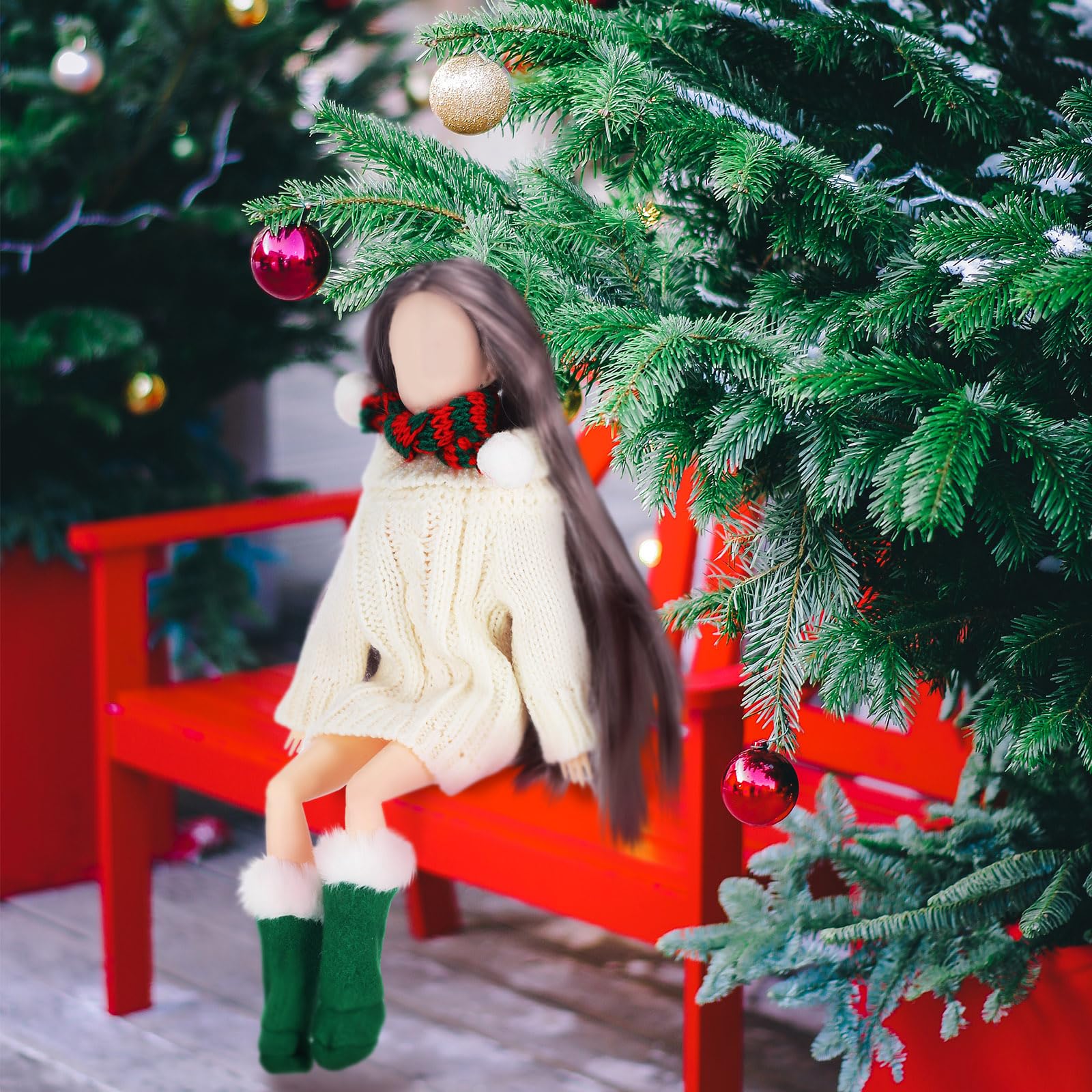 Bencailor knitted Santa sweater close-up showing neat stitching for 11.5-inch dolls