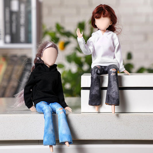 Bencailor cozy cotton tops pair with sturdy denim pants for versatile holiday doll outfits.