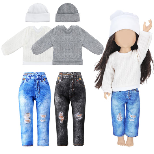 Bencailor winter doll sweater set for 18-inch dolls, soft fabric and easy dress-up
