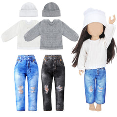 Bencailor winter doll sweater set for 18-inch dolls, soft fabric and easy dress-up