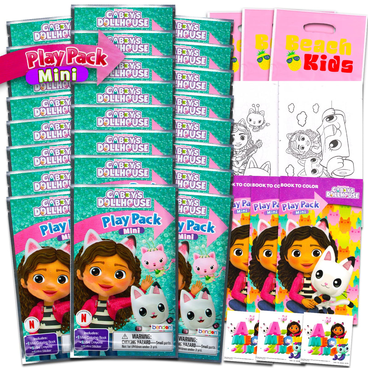 Bendon Gabby's Dollhouse mini party favors pack opened for quick party setup.