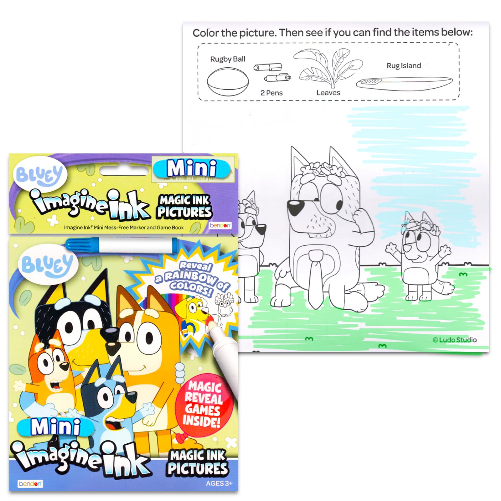Bendon Imagine Ink Bluey coloring book for imaginative play with no mess