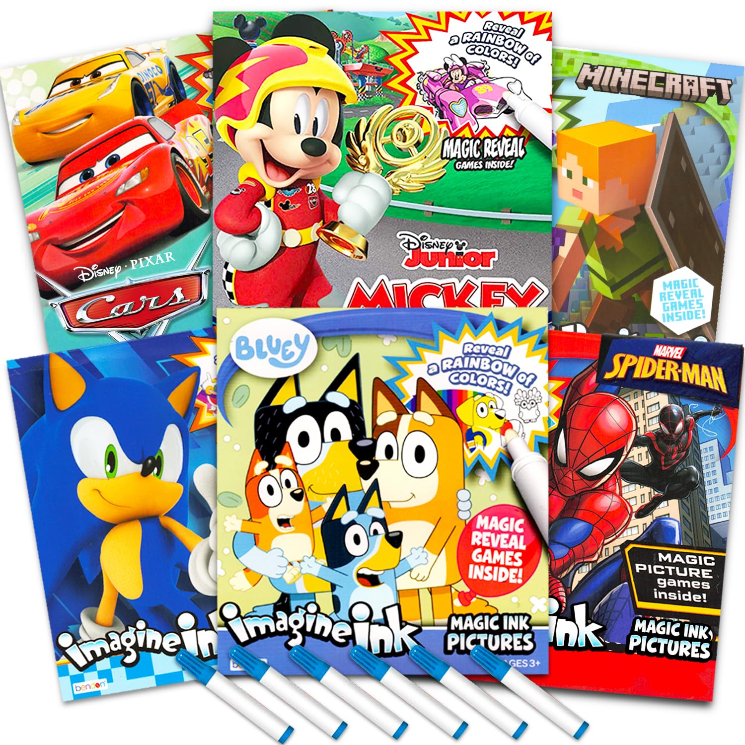 Bendon Imagine Ink Sonic coloring book with no mess pages for kids