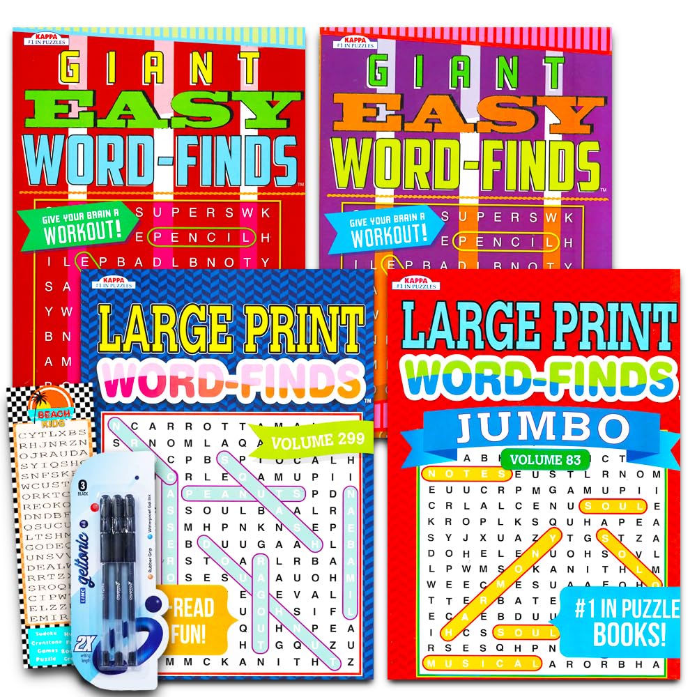 Bendon Word Find four-book set in large print aids easier reading for seniors.