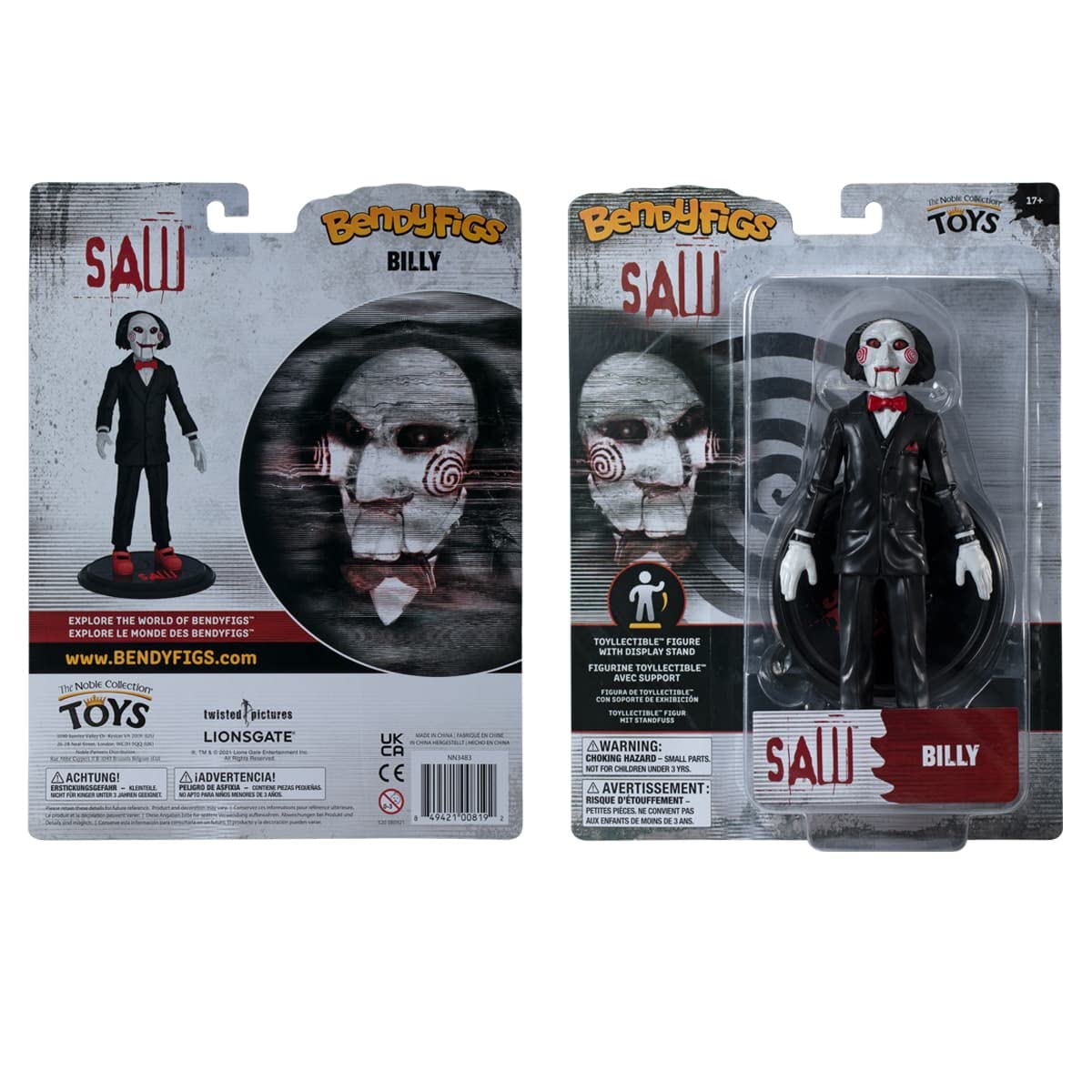 BendyFigs Saw Billy display base included for stable showcase.