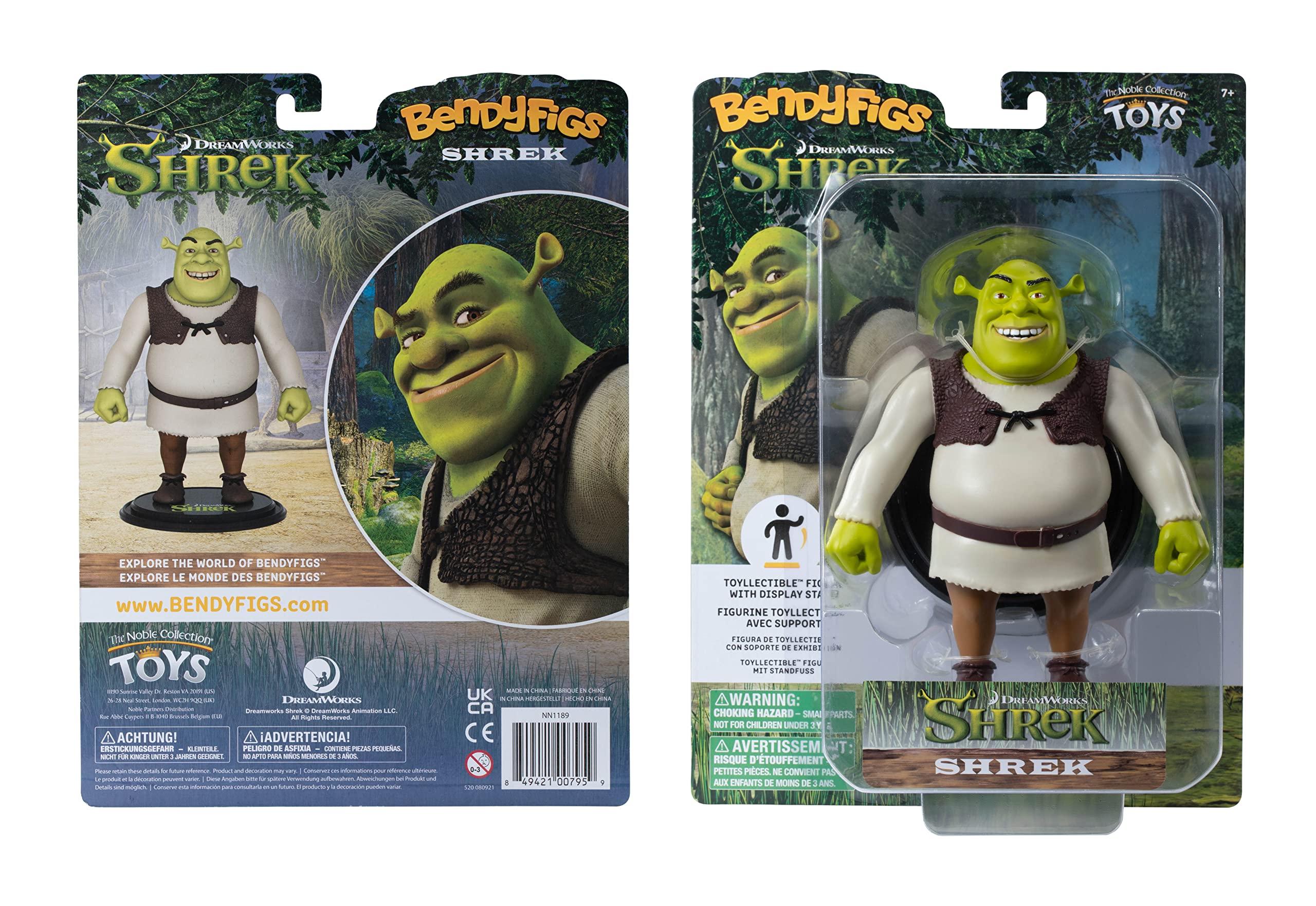 BendyFigs Shrek removable stand enables easy stand-up posing.