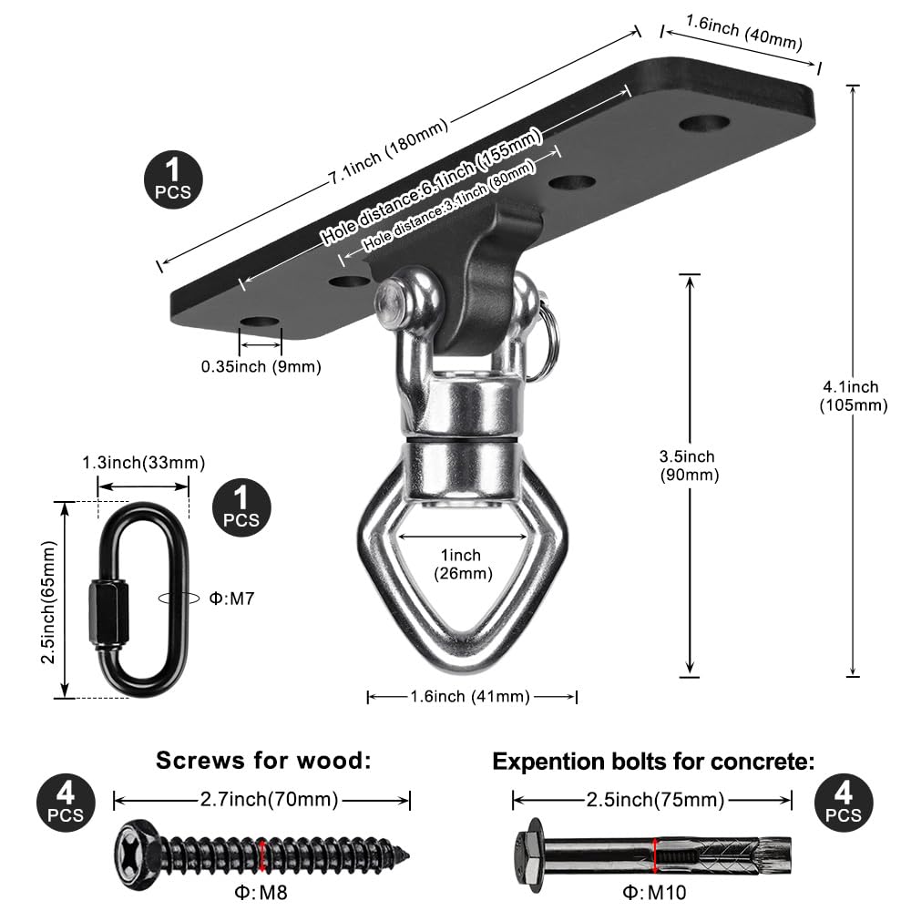 BeneLabel punching bag mount provides solid support for powerful sessions.