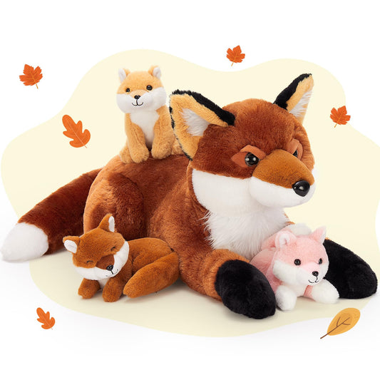 BENINY fox stuffed animal set, mommy fox plush, 22 inches, perfect cuddle companion