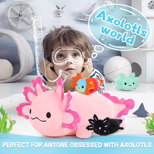 BENINY axolotl plush with 3 removable babies ideal for imaginative play.