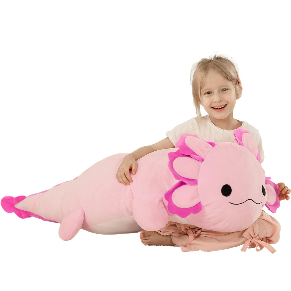 BENINY 39-inch axolotl plush offers a giant hug and cozy comfort.