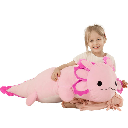 BENINY 39-inch axolotl plush offers a giant hug and cozy comfort.