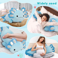 Beniny axolotl plush in a hugging pose demonstrates comforting long-lasting companionship