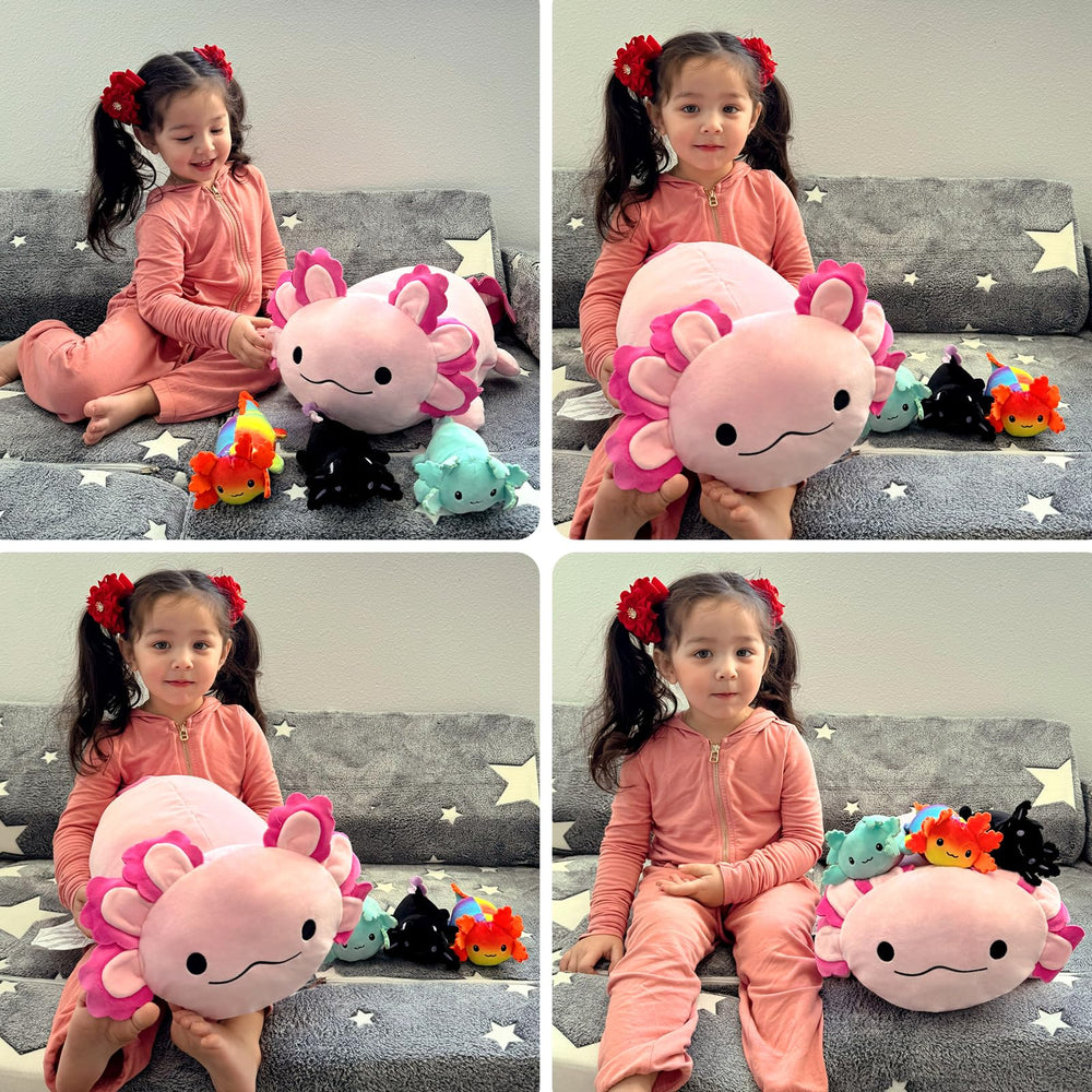 Machine-washable BENINY axolotl plush stays fluffy after washes.