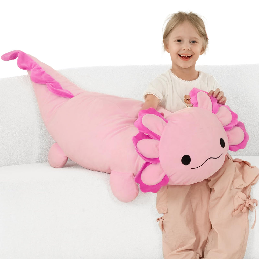 BENINY large axolotl plush serves as a playful companion for imaginative play.