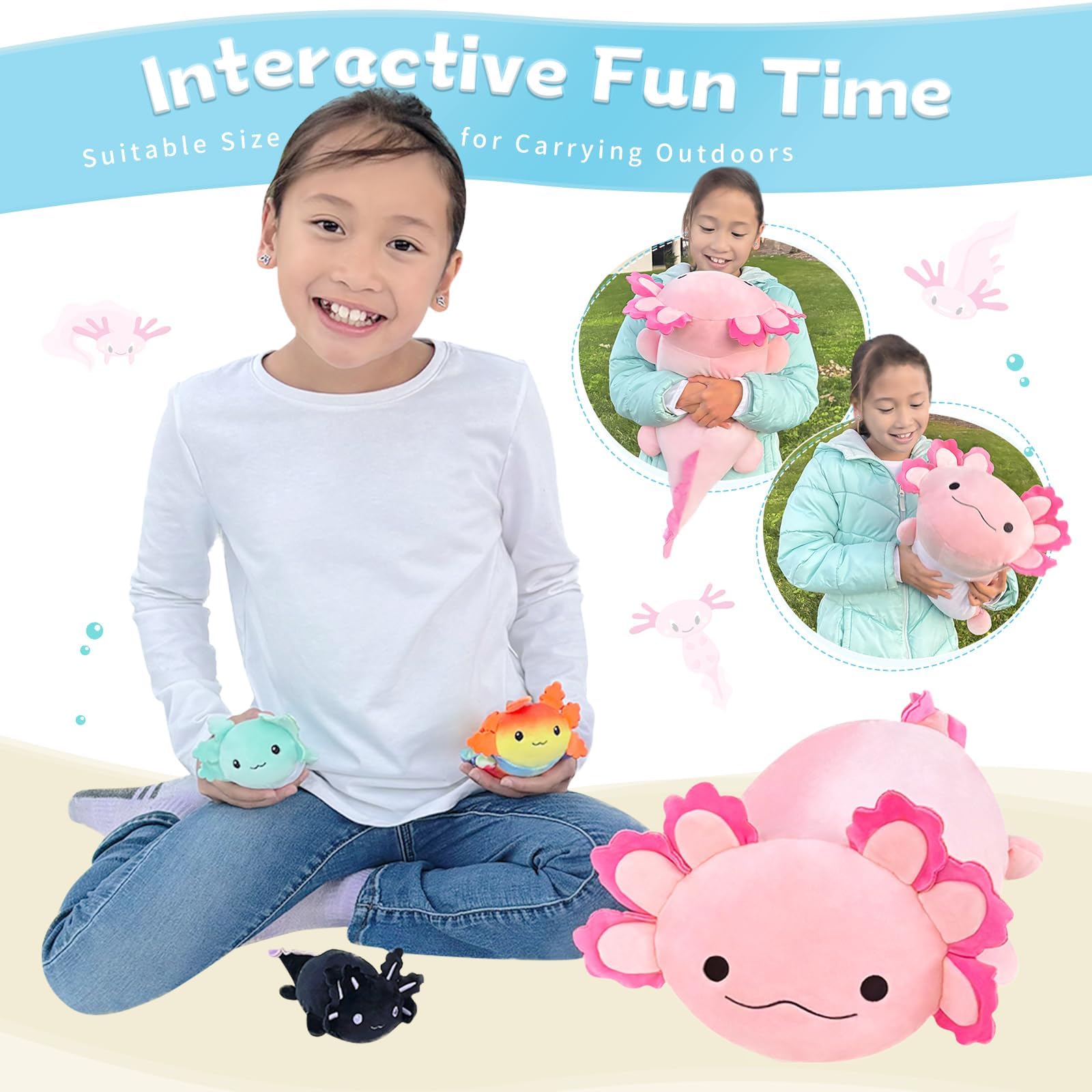 Axolotl plush room decor doubles as a comforting bedtime companion.