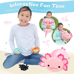Axolotl plush room decor doubles as a comforting bedtime companion.