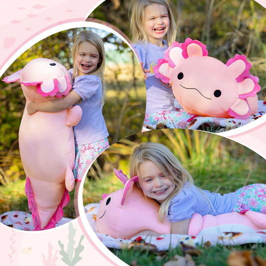 BENINY axolotl plush with soft, cuddly texture ideal for bedtime snuggles.