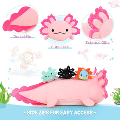 Close-up of ultra-soft fur on a BENINY axolotl plush.